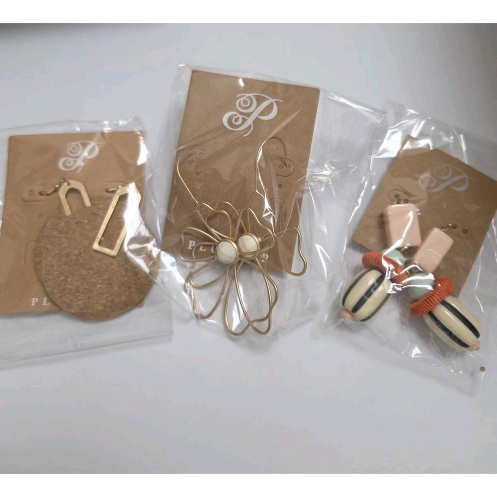 Plunder Earrings Lot Of 3 NWT Boho Statement Gold‎ Cork Jewelry Set ✨